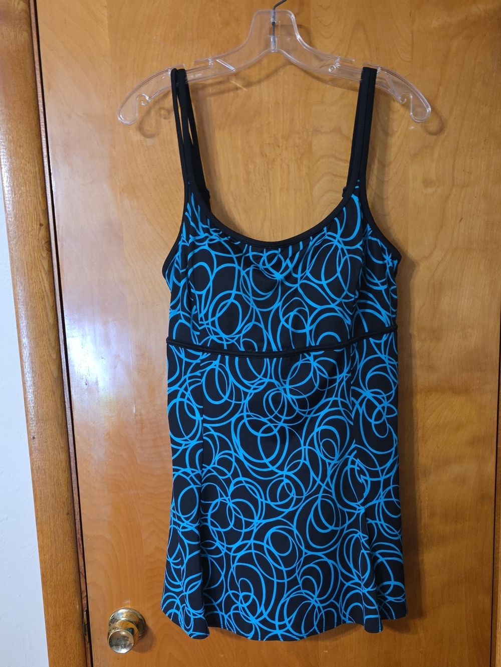 Great Lengths Black & Teal Swirl Tank Dress Swimsuit